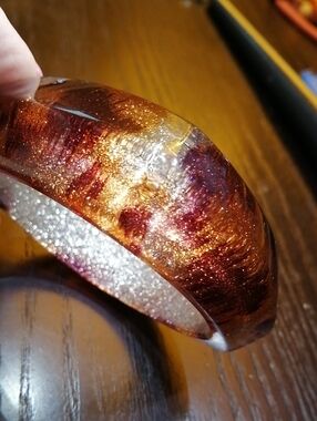 Vintage Bangle Bracelet in Shimmering Copper and Burgundy Animal Print Fits 6.5